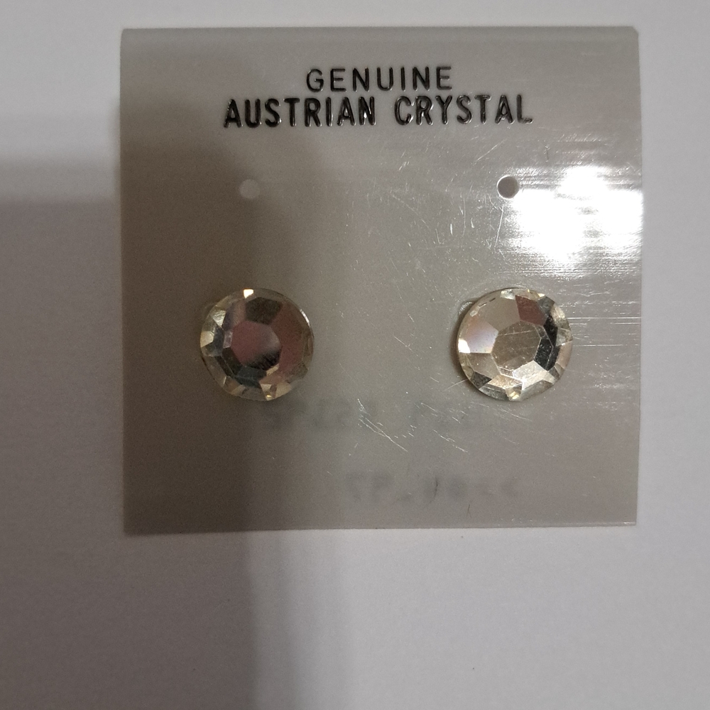Austrian Crystal Gold Stud Earrings